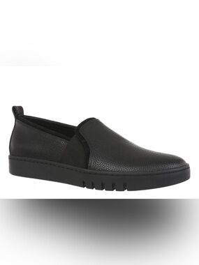 Vionic Cambria Womens Slip On Loafers  Black Leather Comfort Shoes sz 8 Wide